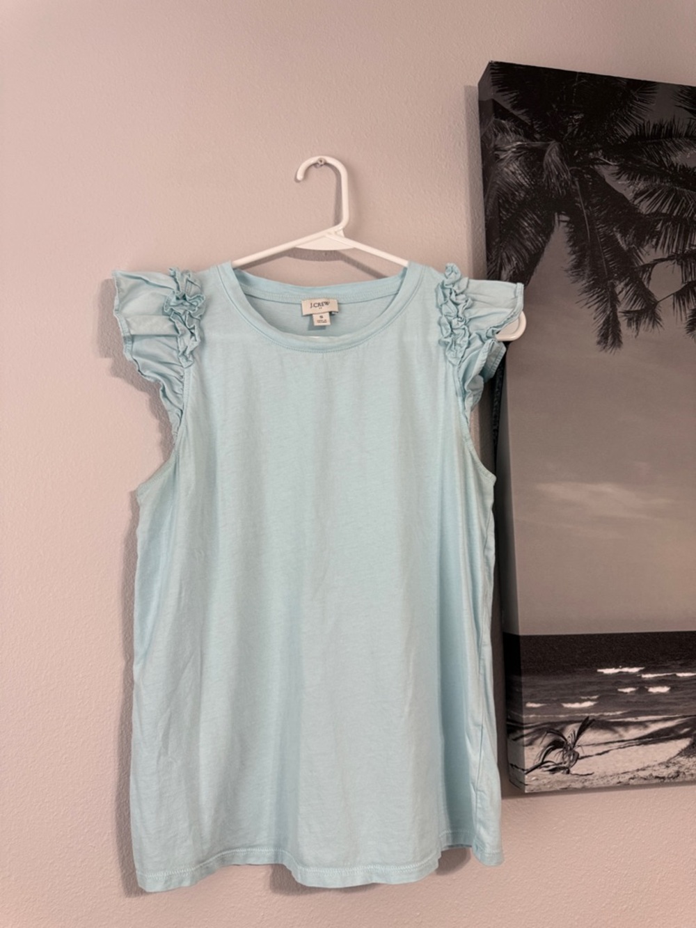 J. Crew Light Blue Ruffle Sleeve Tank Top